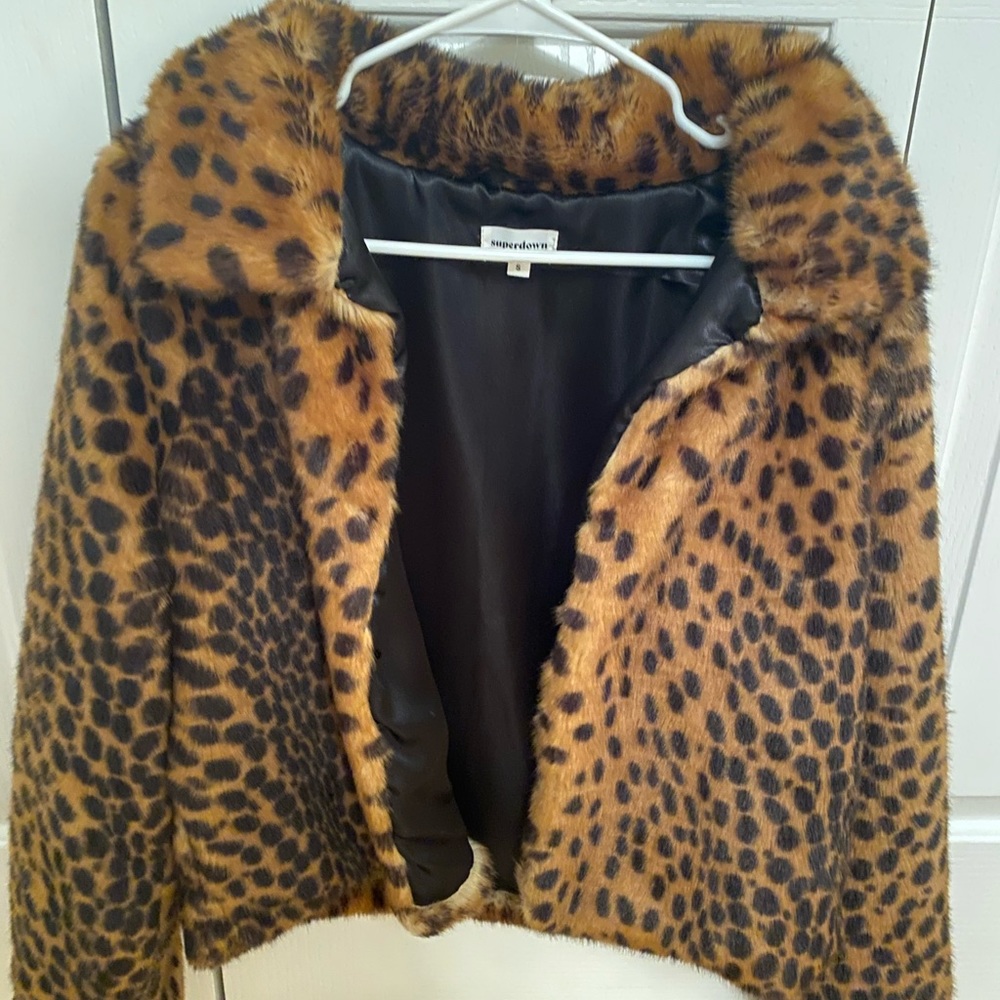 Superdown Leopard Faux Fur Coat